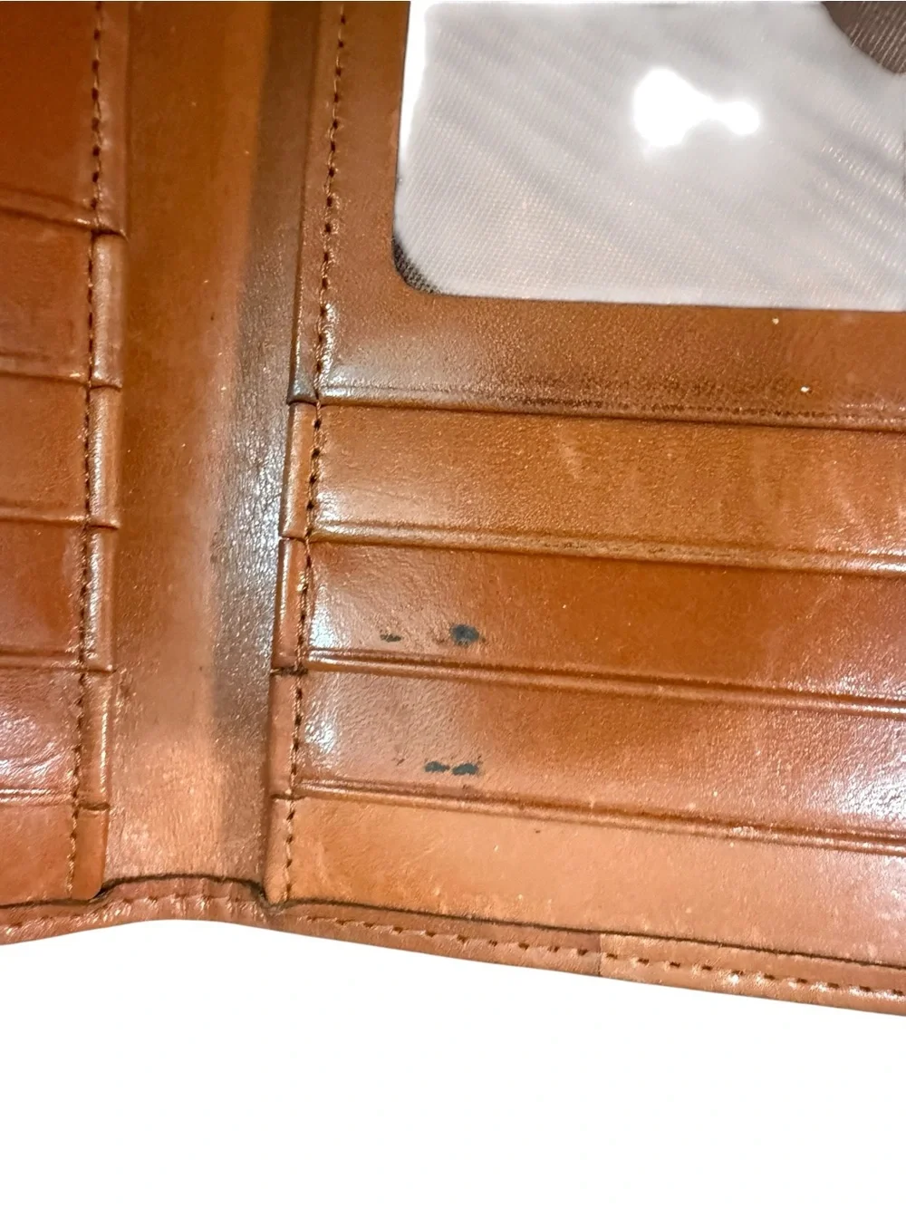 Leather Bifold Wallet with Contrast Trim - Black and Caramel